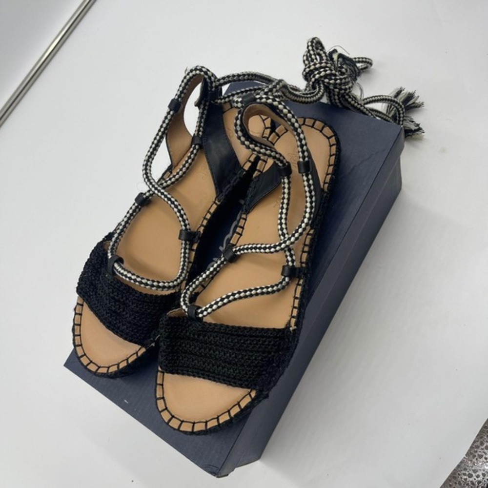 Splendid Mimosa Black Espadrille Lace Up Rope‎ Sandals Women Size 7